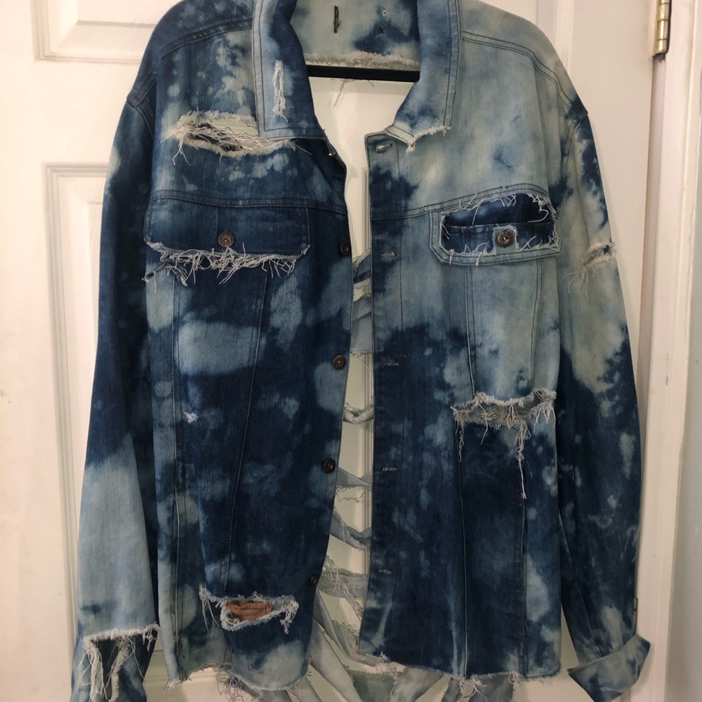 Custom Shredded denim jacket